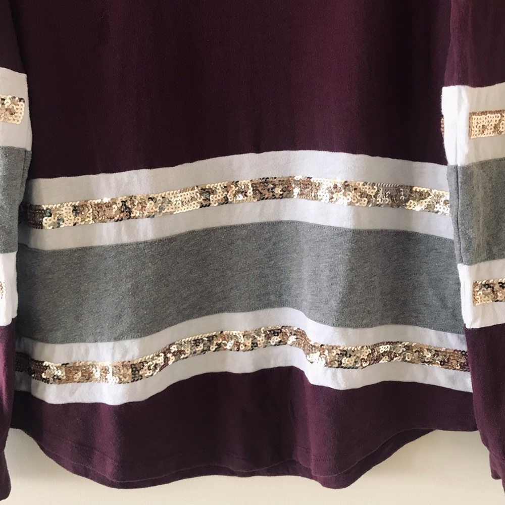 Victoria’s Secret PINK Y2K Sequin Oversized Ling Sleeved V Neck Top - Picture 9 of 12